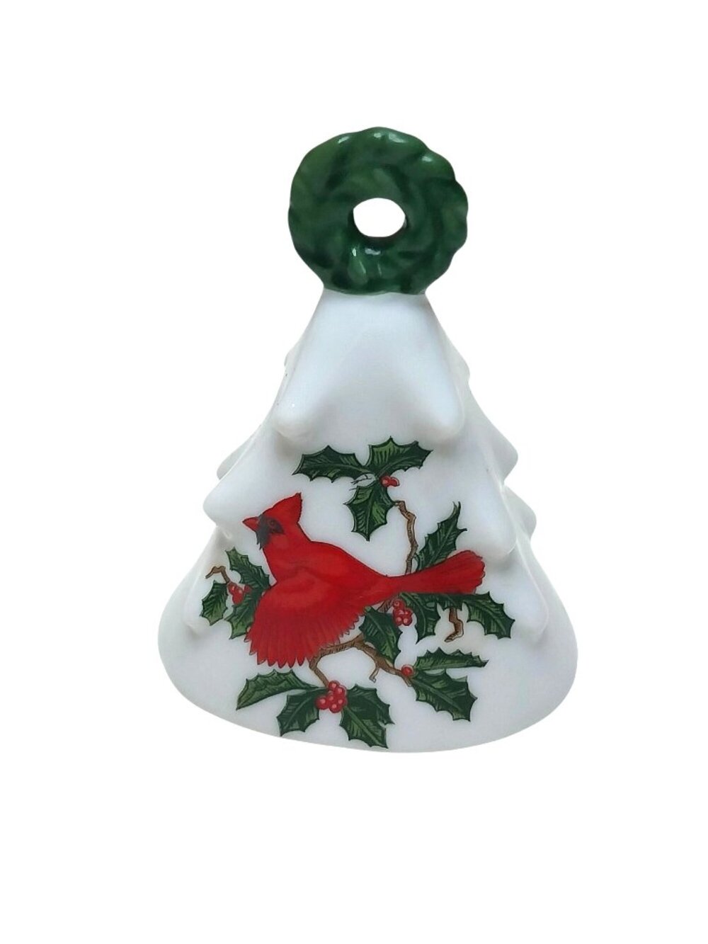 Vintage Lefton Cardinal & Holly Christmas Bell Ceramic Japan 1205